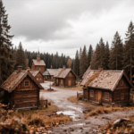 📖 Окно (финская народная сказка) Финская деревня с деревянными домами в окружении леса